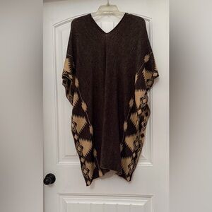 St. John Brown Sweater Knit Poncho